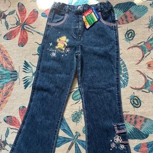 Vintage NWT Winnie the Pooh embroidered girls jeans 90/Y2K